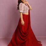 Maroon Draped Skirt with Blouse