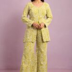 Lime Yellow Peplum Top with Pant