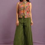 Multishade Peplum Top with Flared Pant