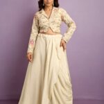 Cream Draped Skirt with Top