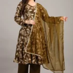 Anarkali Suit in Olive Color
