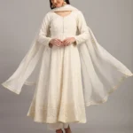Cream White Anarkali Suit Dress