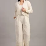 Cream White Jumpsuit with Jacket