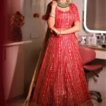 Red Embroidered Georgette Lehenga Set | Wedding & Party Wear