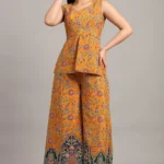 Yellow Peplum Top with Pant