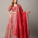 Designer Red Tissue Lehenga for Women with Intricate Thread and Zari Work