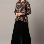 Elegant Black Cord Set for Women in Chinon and Georgette with Floral Zari Detailing
