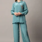 Party Wear Teal Cord Set for Women | Hand Work with Dabka & Sequin Motifs